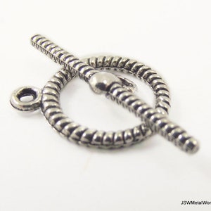 2 Rope Antiqued Silver Pewter Toggle Clasp, Ornate Silver Toggle Clasp End Closure for Necklace or Bracelet, Jewelry DIY Component