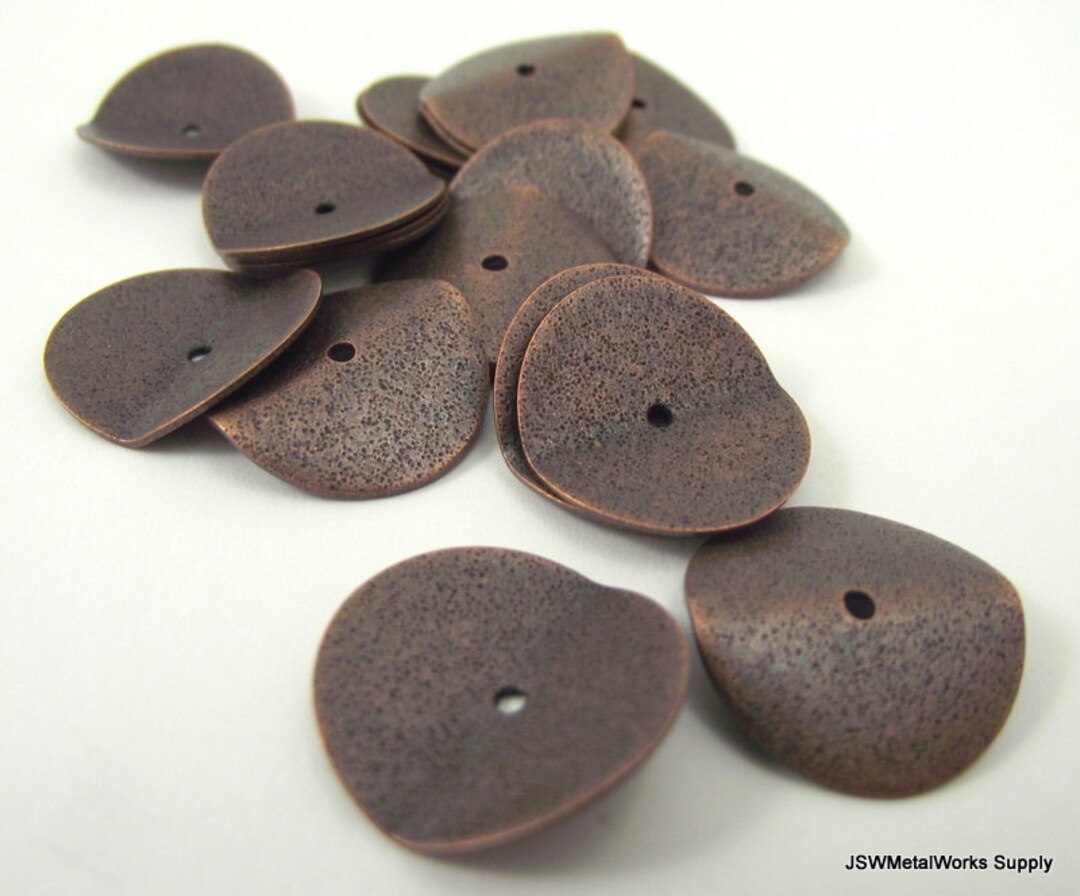 Antiqued Copper Rondelles, Spacer Beads, Textured Wavy Rondelle, 17 Mm ...