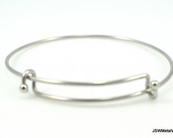 Stainless Steel Adjustable Charm Bracelet Blank Bangle, Ready to Wear, 1.5 mm wide, Charm Bracelet Blank