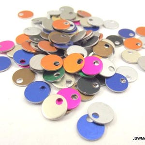 100 0.35 Inch Small Anodized Aluminum Tags, Economical Round Blank Tags for Personalized Stamping Engraving or Etching DIY, PICK your COLOR