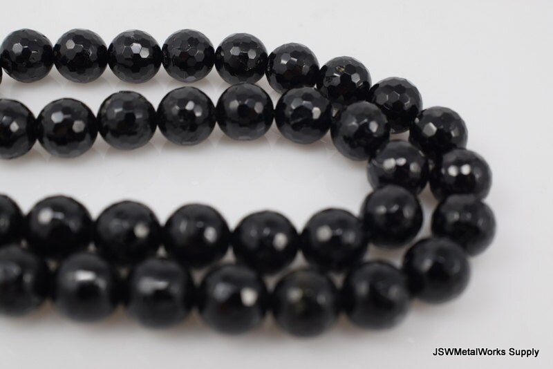 10mm Luxe Black Tourmaline Faceted Round Beads 10 Mm 15 Inch - Etsy