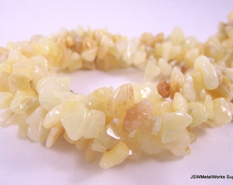4mm - 7mm Golden Quartz Chip Beads, 33 Inch Strand