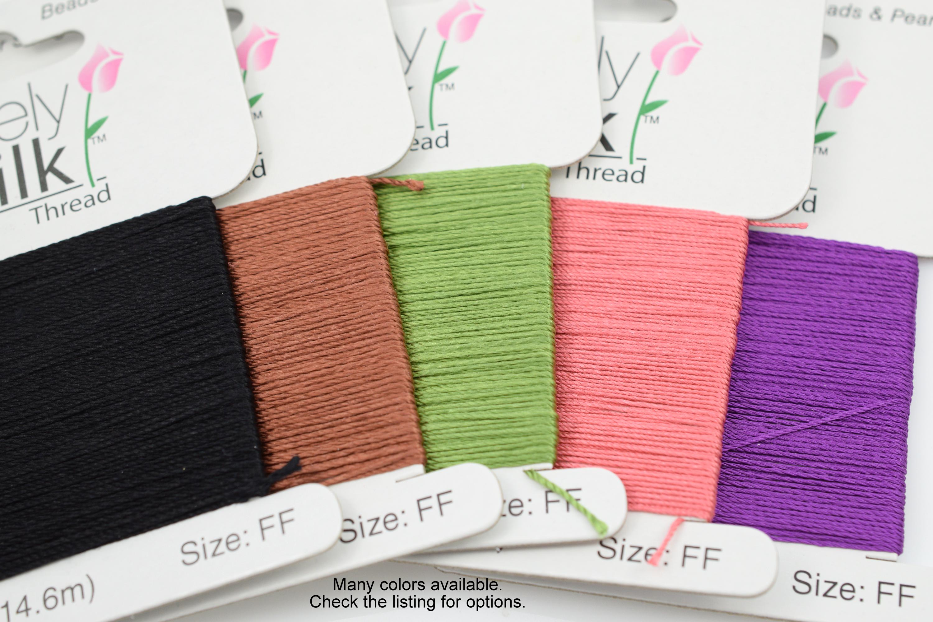 Purely Silk Beading Thread Size D E F FF FFF, 14-28 Yards Genuine ...
