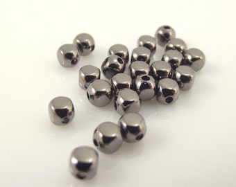 Gunmetal Smooth Squared Round Beads, 3mm Gunmetal Decorative Spacer Beads, 100 Pieces