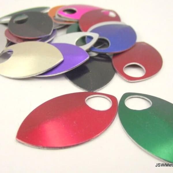 50 Large Scalemail Aluminum Scales, Economical Scalemaille Tag Drop, Aluminum Stamping Engraving Etching Blank Pendant, PICK your COLOR