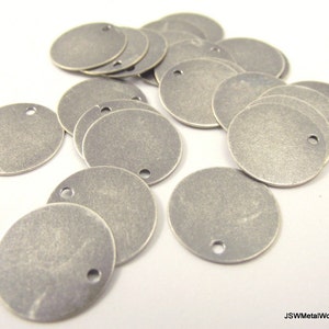 50 15mm Antiqued Silver Round Tag Charms, Blank Discs, Silver Stamping Etching Engraving Blanks Steel