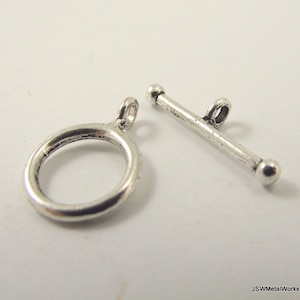 4 Pewter Antiqued Silver Toggle Clasps, Silver Toggle Clasp End Closure Components for Necklace or Bracelet