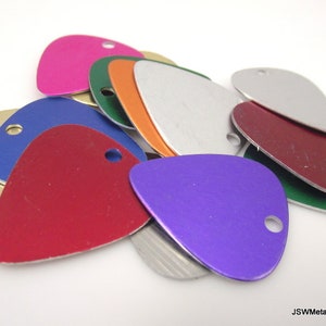 10 Anodized Aluminum Guitar Pick, Economical 20 gauge Aluminum Tag Blank for Personalized Stamping Engraving DIY, PICK your COLOR
