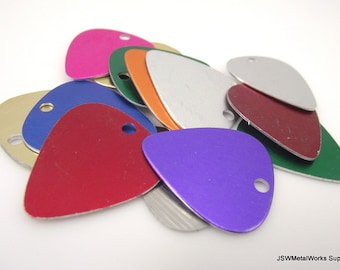 10 Anodized Aluminum Guitar Pick, Economical 20 gauge Aluminum Tag Blank for Personalized Stamping Engraving DIY, PICK your COLOR