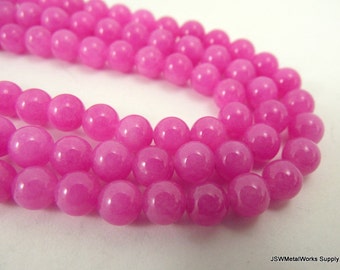 6mm Fuschia Pink Mountain Jade Round Beads Strand, 16 Inch Whole Strand Pink 6 mm Round Beads