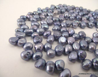 6mm - 8mm Blue Grey Cultured Freshwater Rice Pearl, 6 x 5 mm - 8 x 6 mm Blue Grey Rice Pearl