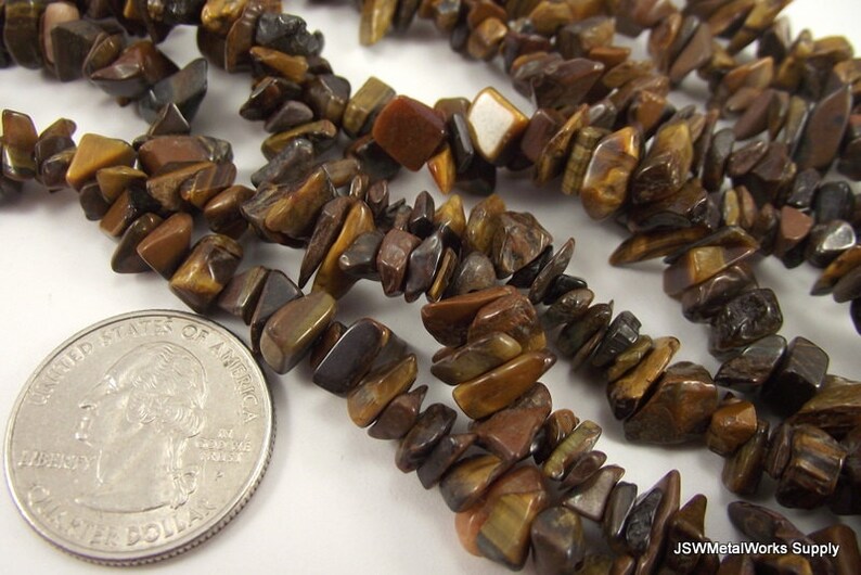 8mm 9mm Tiger Eye Chip Beads, 8 mm 9 mm Brown Chip Beads, 36 Inch Long Whole Strand image 3