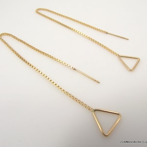14Kt Gold Filled Ear Thread, Triangle Gold Ear Thread, 1 Pair, Gold Earring Finding Component