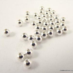 4mm Silver Round Spacer Accent Beads, 100 Pieces, Small Silver Beads