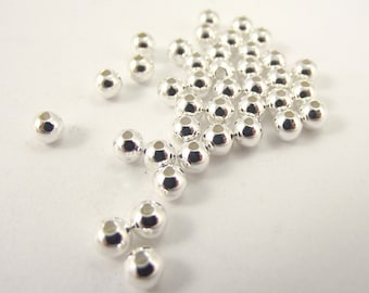 4mm Silver Round Spacer Accent Beads, 100 Pieces, Small Silver Beads