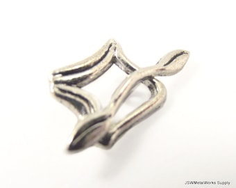 Fecho de alternância de 2 folhas em estanho, fecho de alternância em prata antiga, componente de fecho de alternância para colar e pulseira