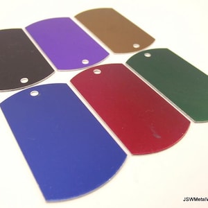 12 Large Anodized Aluminum Dog Tags, Economical Large Identification ID Blank Stamping Tags Engraving Etching Blank Drop, PICK your COLOR