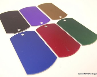 12 Large Anodized Aluminum Dog Tags, Economical Large Identification ID Blank Stamping Tags Engraving Etching Blank Drop, PICK your COLOR