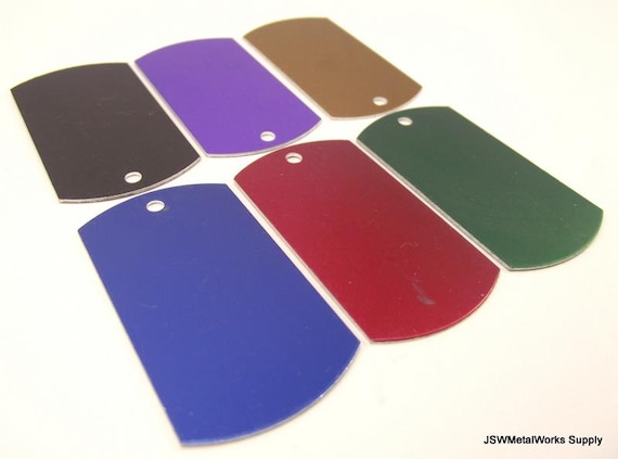 12 Large Anodized Aluminum Dog Tags, Economical Large Identification ID Blank Stamping Tags Engraving Etching Blank Drop, PICK your COLOR