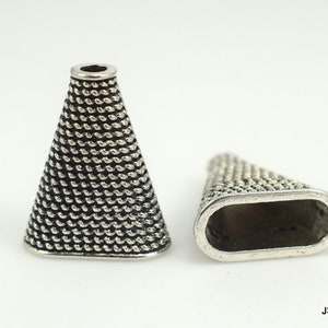 thumbnail image 2 of 20 Lead-Safe Pewter Bead Cones 10x7mm - Ornate Silver Jewelry Making Findings 2 of 2