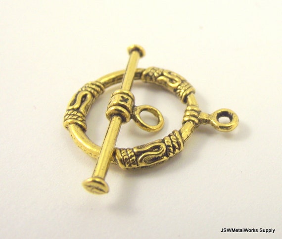 2 Pieces 22K Gold Plated Toggle Clasps – 11mm Rings, Extender Bars, For Bracelet Necklace Making