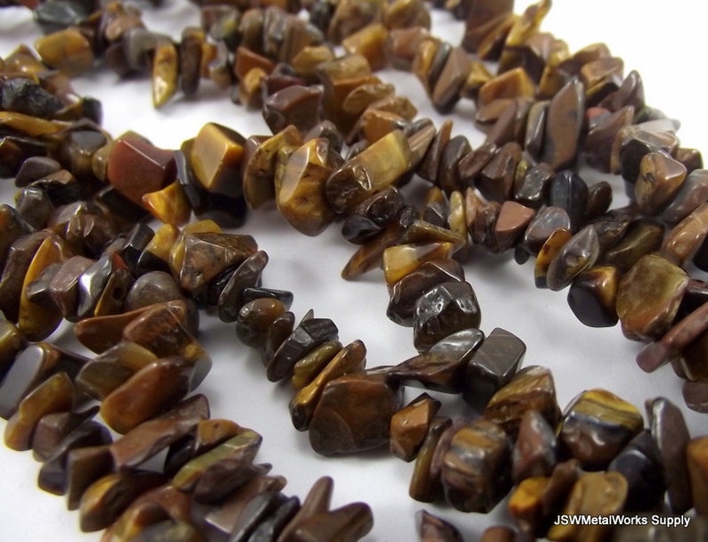 8mm 9mm Tiger Eye Chip Beads, 8 mm 9 mm Brown Chip Beads, 36 Inch Long Whole Strand image 4