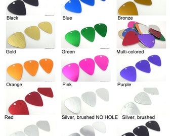 10 Anodized Aluminum Guitar Pick, Economical 20 gauge Aluminum Tag Blank for Personalized Stamping Engraving DIY, PICK your COLOR
