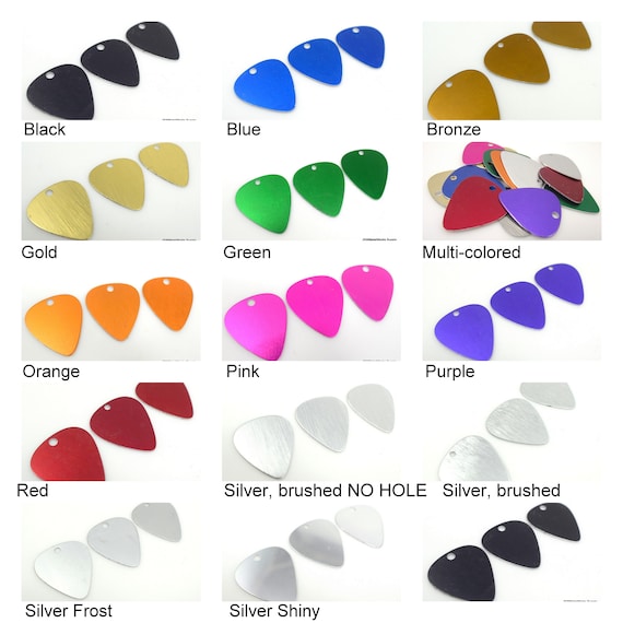 10 Anodized Aluminum Guitar Pick Economical 20 Gauge Aluminum Tag