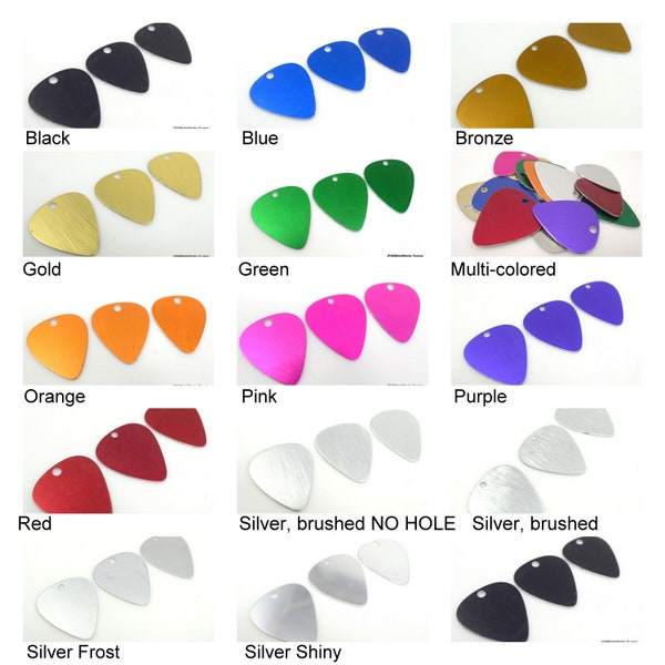 10 Anodized Aluminum Guitar Pick, Economical 20 gauge Aluminum Tag Blank for Personalized Stamping Engraving DIY, PICK your COLOR