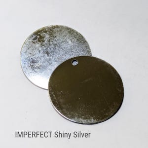 1.5 Inch Aluminum Circle Stamping Tags, 5 Economical 38mm Silver Extra Large Anodized Aluminum Blanks Discs for Engraving Etching PICK COLOR Silver, Shiny IMPERF