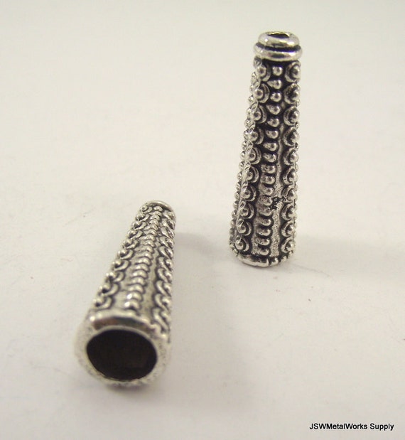 Large Gold Pewter Dotted Bead Cones 30mm X 10mm, Ornate Bead Caps, 2