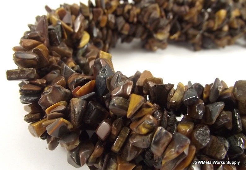 8mm 9mm Tiger Eye Chip Beads, 8 mm 9 mm Brown Chip Beads, 36 Inch Long Whole Strand image 1