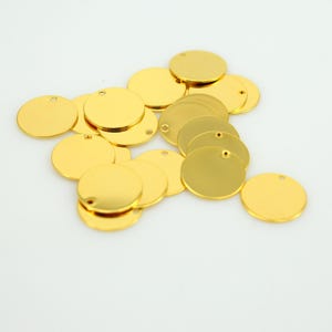 100 12 mm glänzende vergoldete Messing runde Tag Charms, Gold Blank Discs, Stanzen Ätzen Gravur Blanks