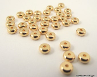 100 Smooth Gold Heishi Beads, Gold Accent Spacer Beads, 5 x 2mm, 100 Pieces, Gold Spacer Bead