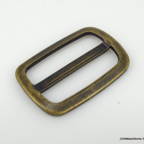 Antiqued Brass Double Loop Slider, Antiqued Brass Belt Buckle, Strap Slide, Purse Strap Slide 1.25 x 1 inches