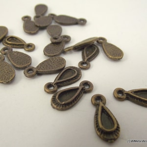 9mm x 5mm Antiqued Brass Teardrop Drop Charms, 100 Pieces