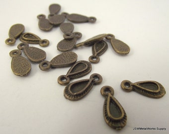 9mm x 5mm Antiqued Brass Teardrop Drop Charms, 100 Pieces