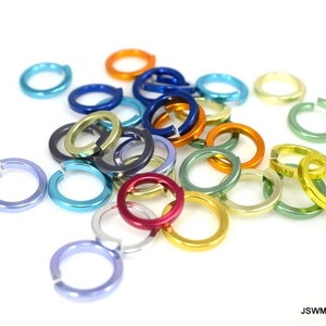 1/2 oz Anodized Aluminum Square Wire Open Jump Rings, Saw Cut 16 ga 5/16 Connectors Links, CHOOSE your COLORS