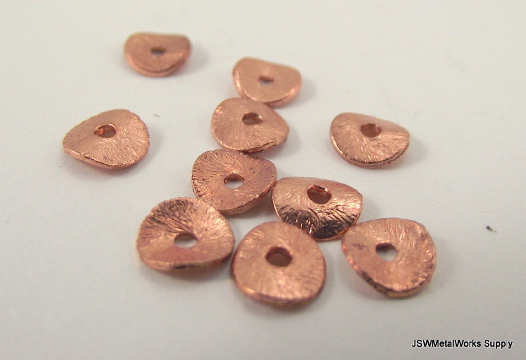 Wavy Brushed Copper Rondelles, Copper Spacer Accent Heishi Beads ...