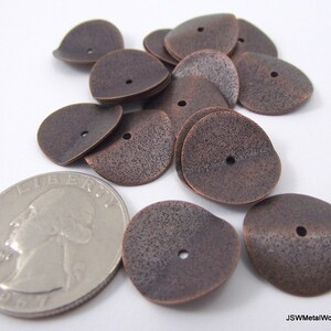 Antiqued Copper Rondelles, Spacer Beads, Textured Wavy Rondelle, 17 Mm ...
