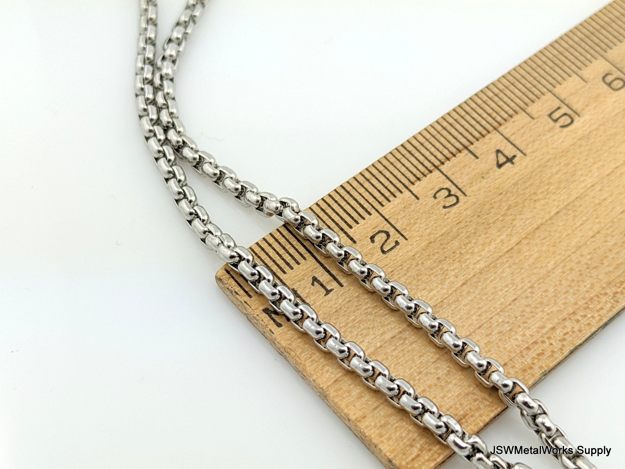 3mm Stainless Steel Round Box Chain Necklace for Jewelry Etsy