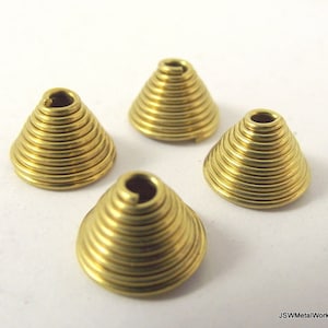 Raw Brass Bead Cap, Spiral Bead Cone, 7.5 x 11 mm, 4 Pieces, Brass Bead Cone Component, Necklace Bracelet Earring Brass Finding