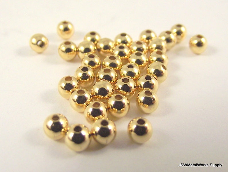 3mm Smooth Round Gold Spacer Accent Beads 100 Pieces Small Gold Beads