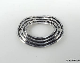 Large Wavy Oval Pewter Connector, Antiqued Silver Connectors, 28 x 20 mm, 4 Pieces CLEARANCE