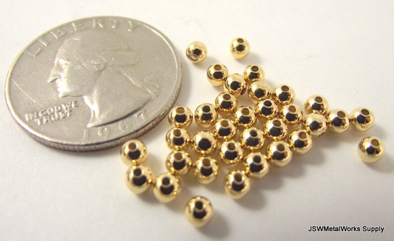 3mm Smooth Round Gold Spacer Accent Beads 100 Pieces Small Gold Beads