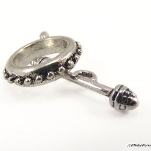 4 Decorative Studded Antiqued Silver Pewter Toggle Clasp, Silver Toggle Clasp End Closure Component for Necklace or Bracelet