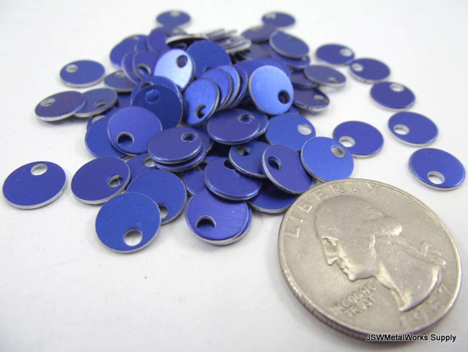 100 0.35 Inch Blue Anodized Aluminum Tags Economical 9mm Etsy