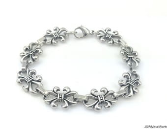 8 inch Decorative Filigree Stainless Steel Bracelet Blank, 304 Stainless Steel, Finished Unisex Chain Bracelet, Ready to Wear Bracelet