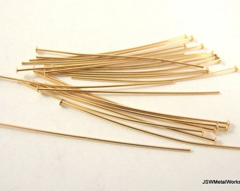 100 2 Inch Gold Plated 0.6 mm Headpins, 21 Gauge Gold Long Head Pin Findings, Gold Jewelry DIY Component Findings