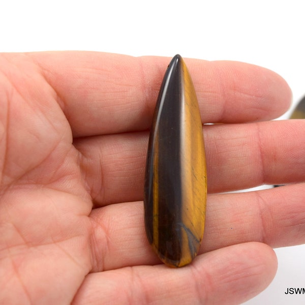 Tiger Eye Chatoyant Teardrop Bead, Long tiger's eye bead not drilled, 54x16mm